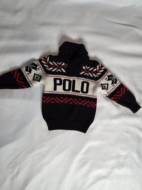 Polo by Ralph Lauren Black White Red Knit Sweater